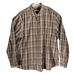 32 Bar Blues shirt mens XL Xlarge gray long sleeve button plaid cotton